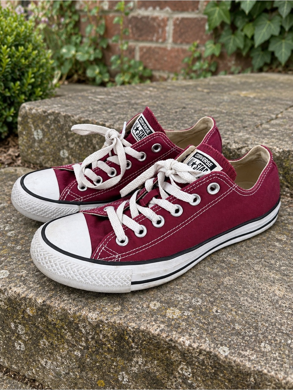 Converse Woman’s Low Top Canvas Sneakers in Burgundy